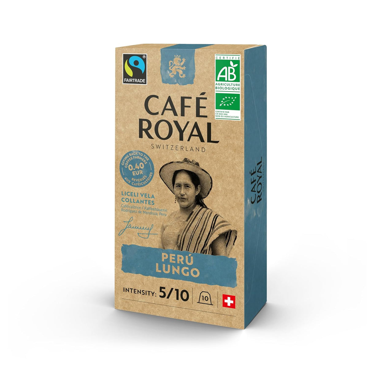 Café Royal Peru Lungo Bio – Nespresso®-kompatible Kaffeekapseln, 100% Arabica aus Peru, cremig, Intensität 5/12, Fairtrade, 100 Kapseln