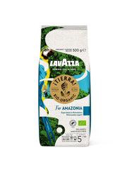 Lavazza, Tierra for Africa, 100% boabe de cafea organică, Ideal pentru espressoare, Aromă puternică și corpolentă, Intensitate 9/10, Arome de nuci, Prăjire medie Cafea Naty Shop 500 grame Amazonia