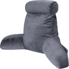 Pernă ergonomică pentru citit INFANZIA cu cotiere, suport pentru spate, mare, gri