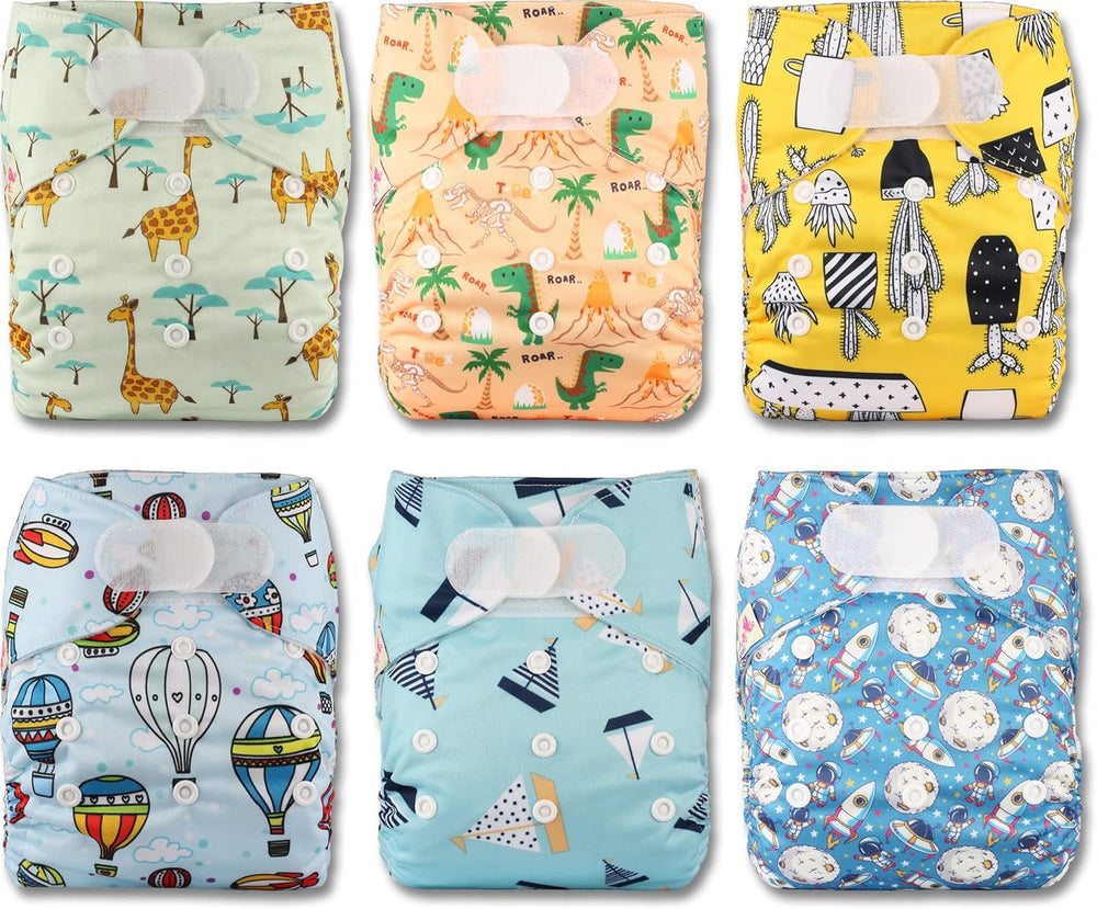 Littles and Bloomz Reusable Diaper FLV2-0602, Standard Hook and Loop Closure, 6 Diapers