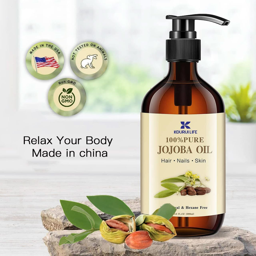 Organic jojoba oil 1 liter, 100% pure Cosmetics and Beauty Naty Shop