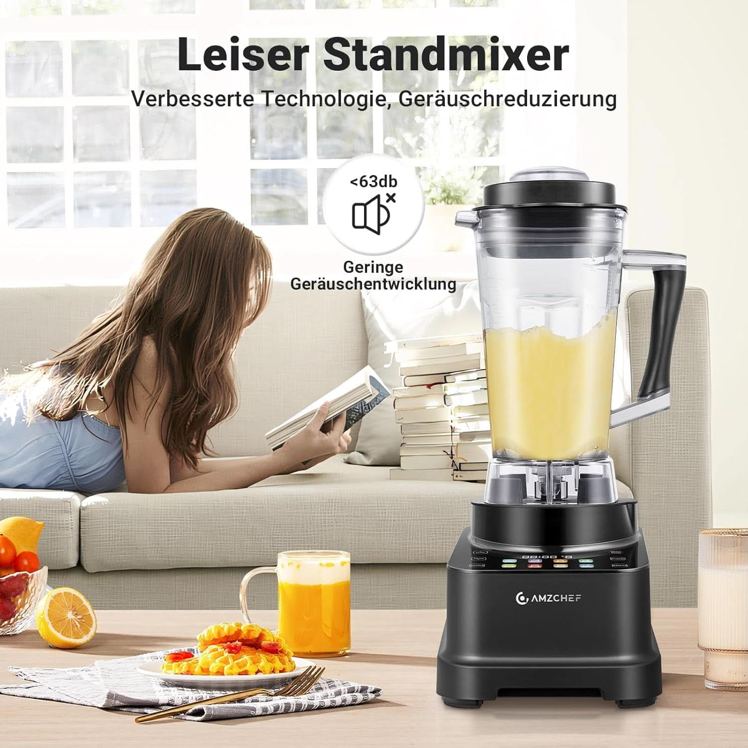 Blender AMZCHEF, 8 smart menus and 10 speeds, LCD touch screen Kitchen Naty Shop
