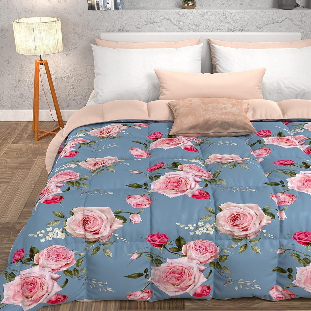 PETTI Artigiani Italiani - Plapumă de iarnă, Plapumă de iarnă, Plapumă simplă, Cu două fețe, Monocolor și imprimare digitală, 100% microfibră antialergică, Made in Italy Plapumi si pilote Naty Shop Flori 20 Albastru deschis Pat de o persoană