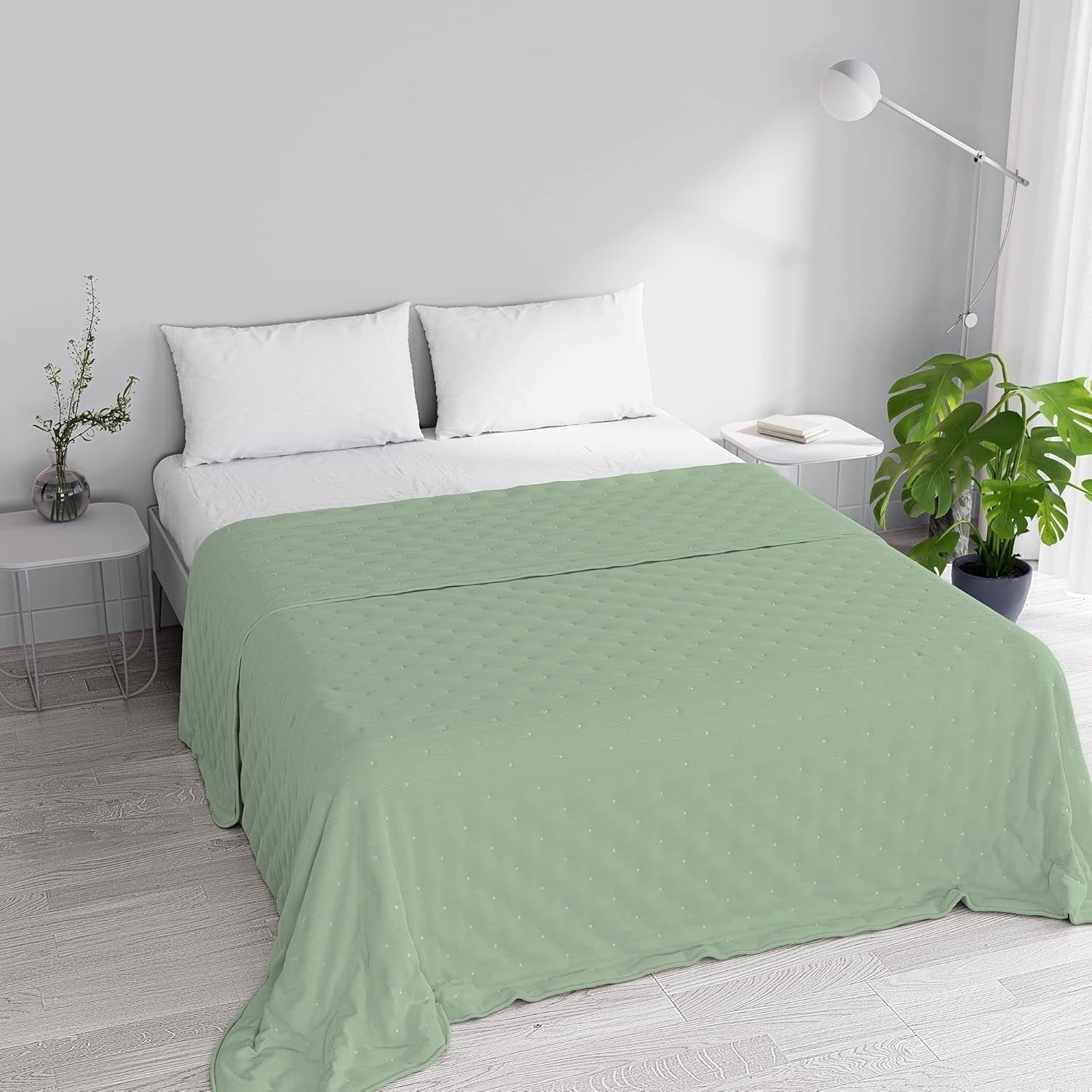 Italian bed linen summer quilt CHIC, microfiber, DOUBLE 250X250Cm, light green Quilts and quilts Naty Shop