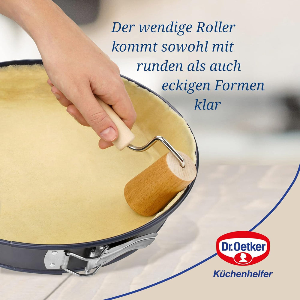 Dr. Oetker Teigroller aus Holz – Teigrolle aus high-quality Buchenholz – Perfekt für round und eckige Formen – approx. 18 x 7 cm, Rolle Durchmesser ca. 4.5 cm