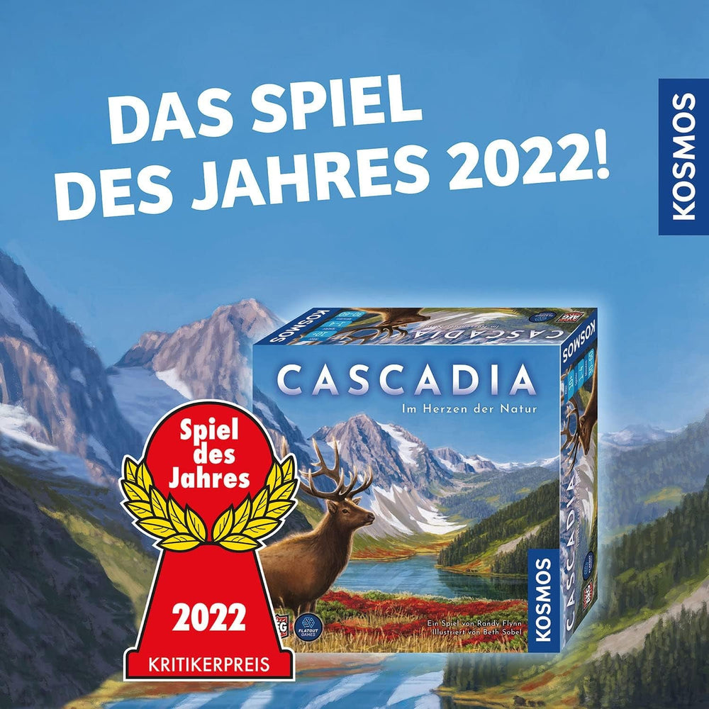 Kosmos 682590 Cascadia - În inima naturii, Jocul anului 2022, joc de societate cu elemente din lemn, joc de familie pentru 1-4 jucători cu vârsta de 10 ani și peste, joc de petrecere
