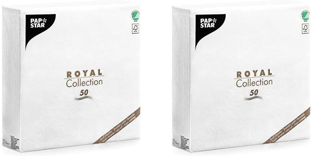Papstar, 50 șervețele "ROYAL Collection" 1/4-fold 48 Cm X 48 Cm Alb, #11577