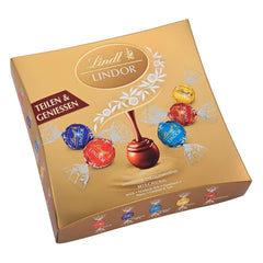 Lindt Chocolate LINDOR Sharing, sfere de ciocolata cu umplutura, 250 grame Bomboane de Ciocolata Naty Shop Sharing Mischung Gold