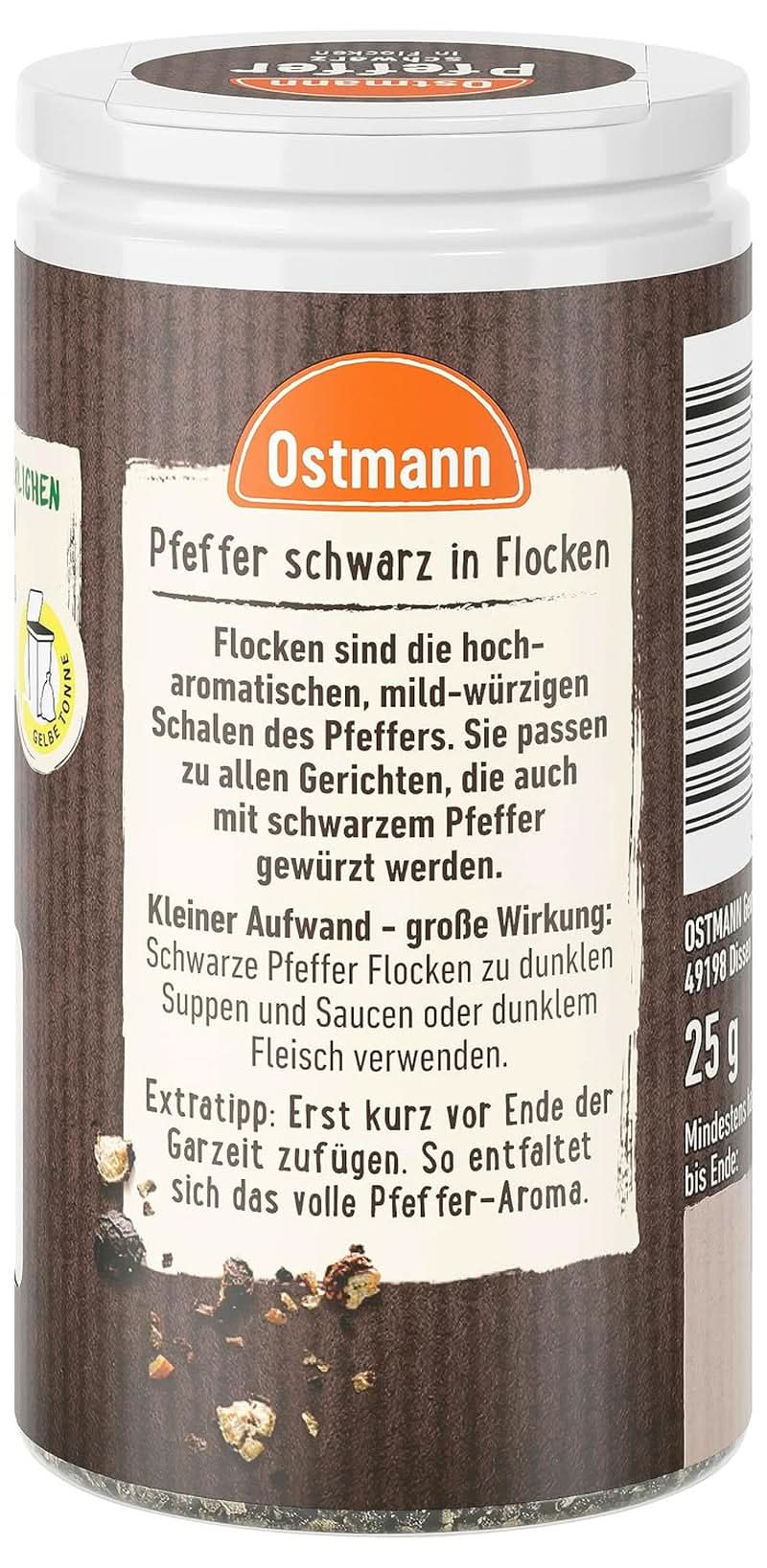 Ostmann - Black pepper flakes, 25 grams Condimente Naty Shop