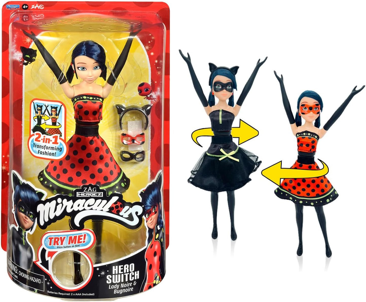 Bandai - Miraculous Ladybug - Doll Marinette Color Change Surprise - Miraculous Jointed Doll, 26 Cm + 3 Surprises - Random Pattern - P50390 Naty Shop Dolls Transforming Ladybug Doll