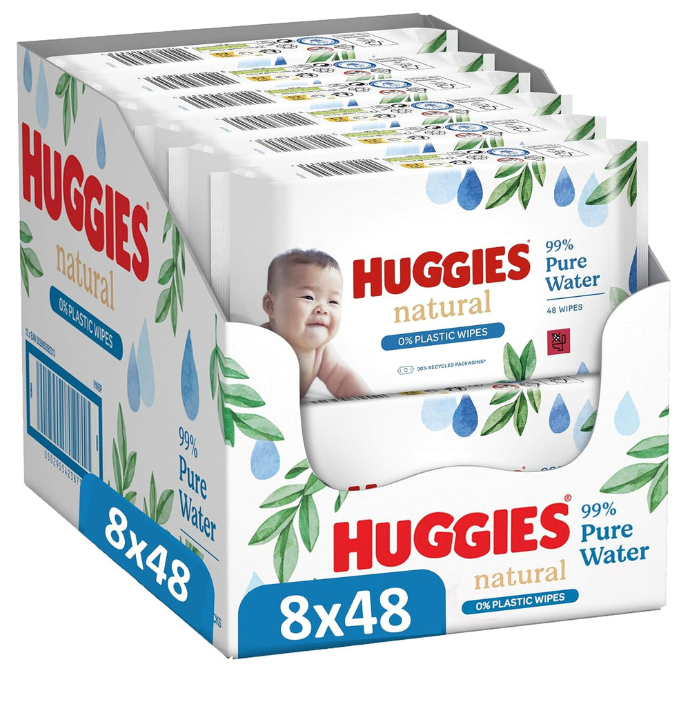 Huggies Naturally Biodegradable Wet Wipes for Sensitive Babies, 8 x 48 Wipes, Bulk Pack