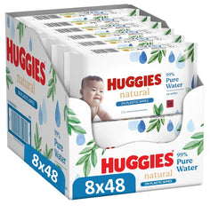 Huggies Naturally Biodegradable Wet Wipes for Sensitive Babies, 8 x 48 Wipes, Bulk Pack
