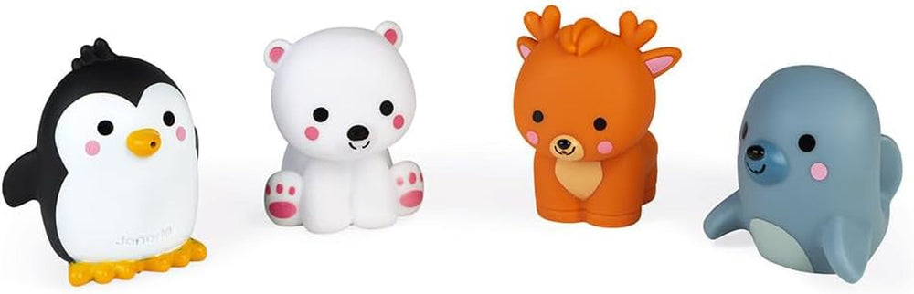 Janod - Strop de apă "Animale polare", 4 bucăți - Jucărie de baie pentru copii - De la 10 luni, J04704 Jucarii Bebe Naty Shop