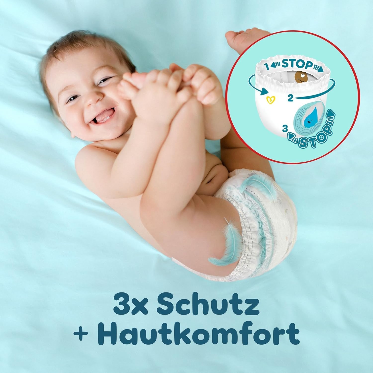 Pampers Premium Protection Pants Größe 6, 78 Windeln, 13kg-19kg, Mit 360° Fitform, 2x breiteren Bundchen als vorher für Komfort & Schutz + 10 Stück Pampers Aqua Baby-Weuchttücher enthalten