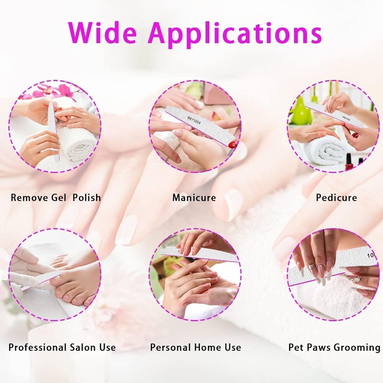 Set pile de unghii 100/180, pile pentru unghii cu gel, set pile de unghii, pilă de unghii, pilă de unghii cu gel, pentru unghii cu gel, manichiură și pedichiură, animale de companie (5 piese, 5 stiluri)