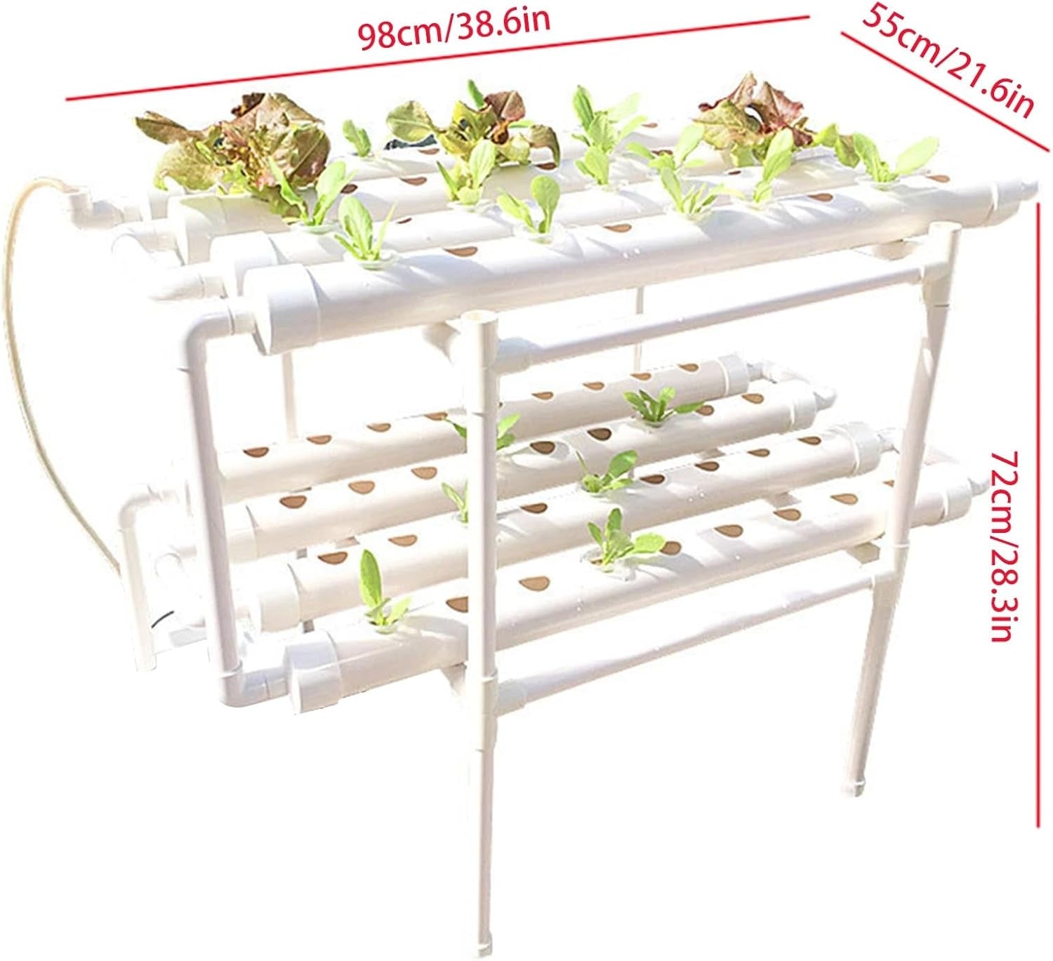 Hydroponic Grow Kit PVC Hydroponic Grow System 2 Layers 72 Holes Hydroponic System Grow Kit Soilless Plant Growing Systems Soilless Hydroponic Grow System In Water