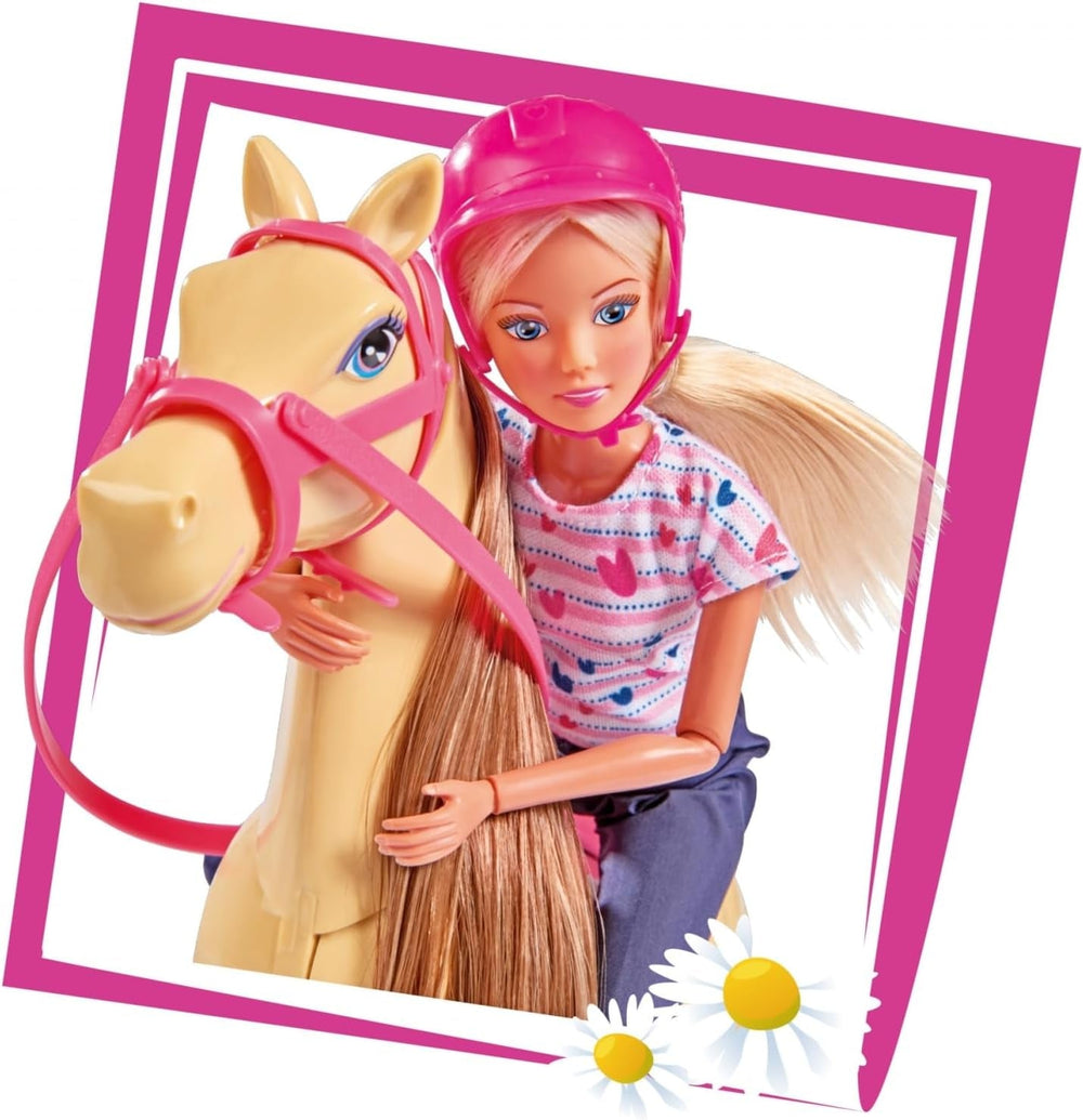 Simba 105730939 - Steffi Love Riding Tour, În costum de călărie, Cu 2 cai, Păpușă complet articulată, Păpușă dress-up, 29cm, Pentru copii de la 3 ani în sus Papusi Naty Shop