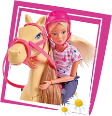 Simba 105730939 - Steffi Love Riding Tour, În costum de călărie, Cu 2 cai, Păpușă complet articulată, Păpușă dress-up, 29cm, Pentru copii de la 3 ani în sus Papusi Naty Shop