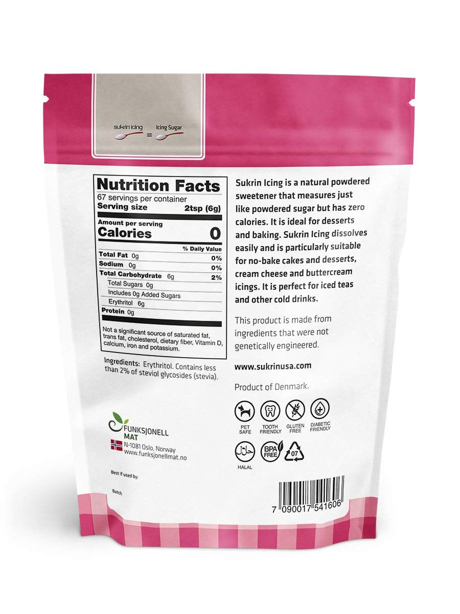 Sukrin Melis Zuckerersatz, Die Natürliche Alternative Zu Puderzucker Ohne Kalorien, 1Er Pack (1 X 400 G) Sweeteners Naty Shop