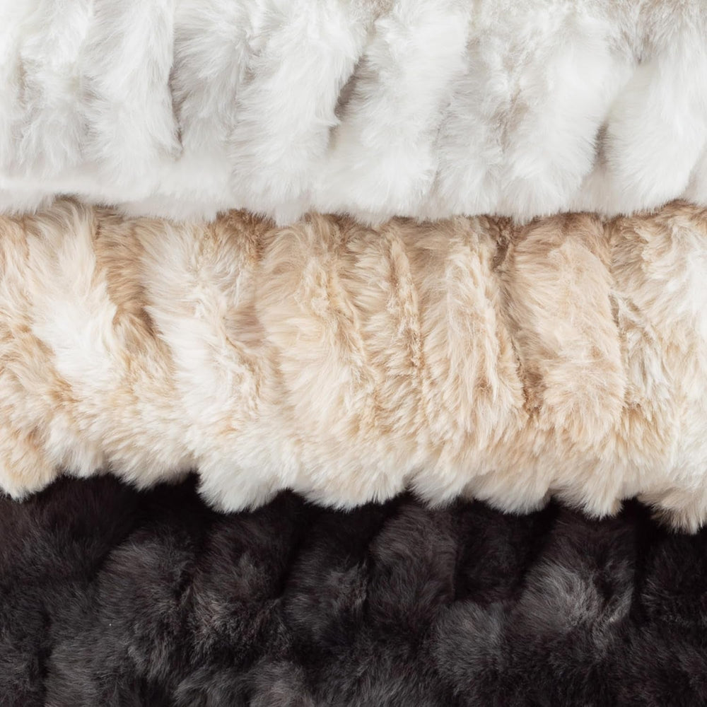 Lavish Home Oversized Gerüschte Faux Fur Blanket, 152.4 X 203.2 Cm, Jacquard Faux Fur, Queen Size Throw for Beds and Sofas, Gray Beds and Blankets Lavish Home