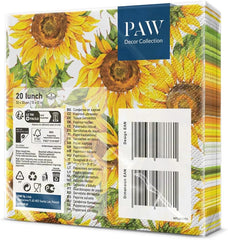 PAW - Șervețele 3 straturi (33 X 33 Cm) I 20 bucăți I Perfect pentru zile de naștere, petreceri, întâlniri I Decorațiuni de masă de toamnă I Șervețele de hârtie colorate - Floarea-soarelui Petale galbene I Floarea-soarelui dansatoare