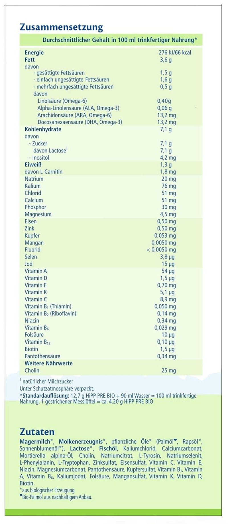HiPP PRE organic infant milk (4 x 600g), from birth, contains only lactose as a carbohydrate, of the best organic quality