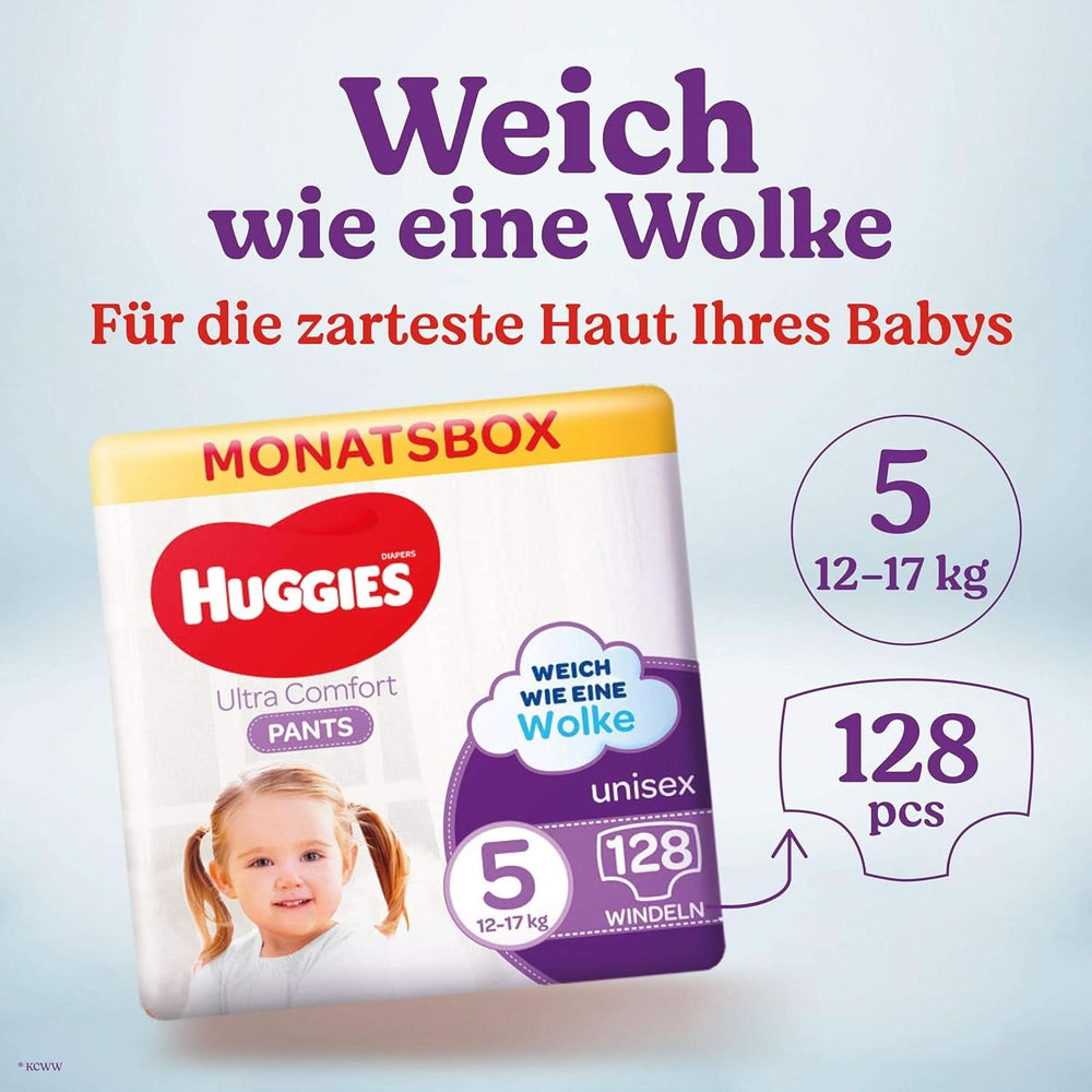 Huggies Ultra Comfort Pants, size 5, 12-17 kg, For active children, With moisture indicator and cloud waistband technology, 128 diapers Mother and Child Naty Shop