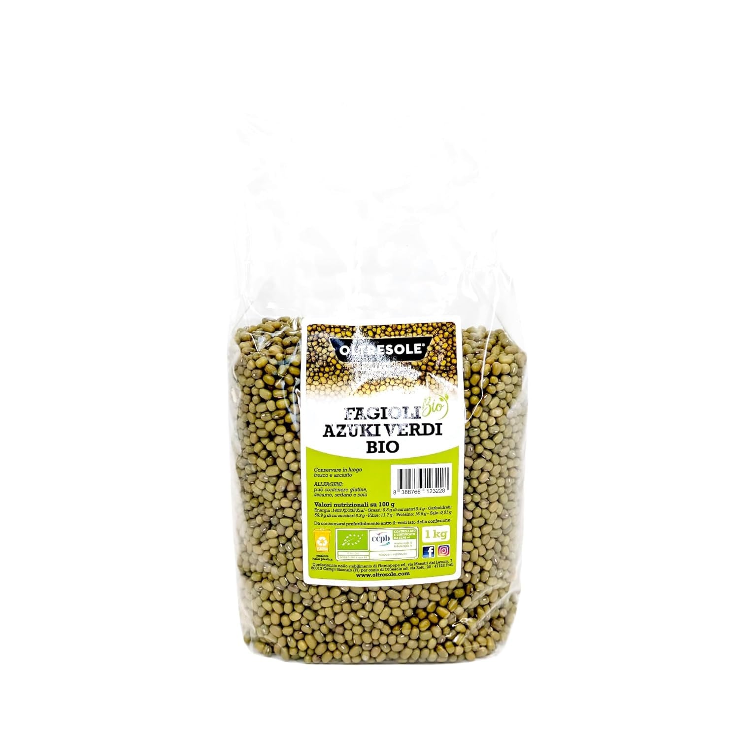 Organic Green Azuki Beans, 5kg, Dried Legumes from Controlled Organic Crops, Ideal for Vegan and Vegetarian Soups, Salads and Recipes, Economy Pack