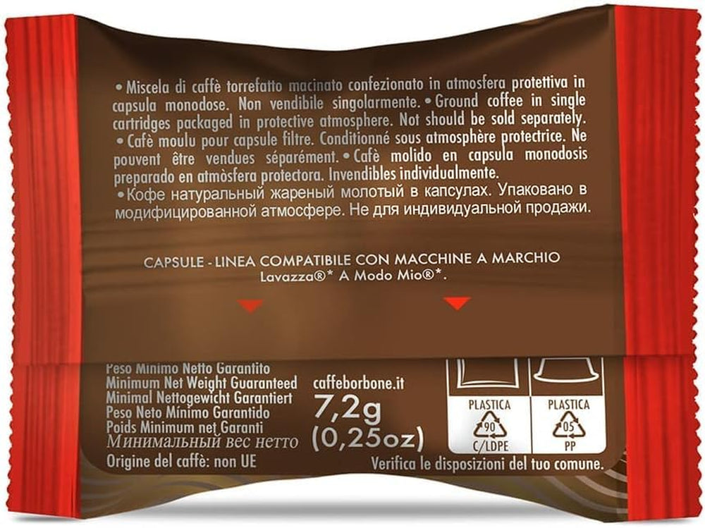 Caffè Borbone Don Carlo, Rote Mischung - 50 Kapseln - Kompatibel mit Lavazza®* A Modo Mio®* Haushalts-Espressomaschinen