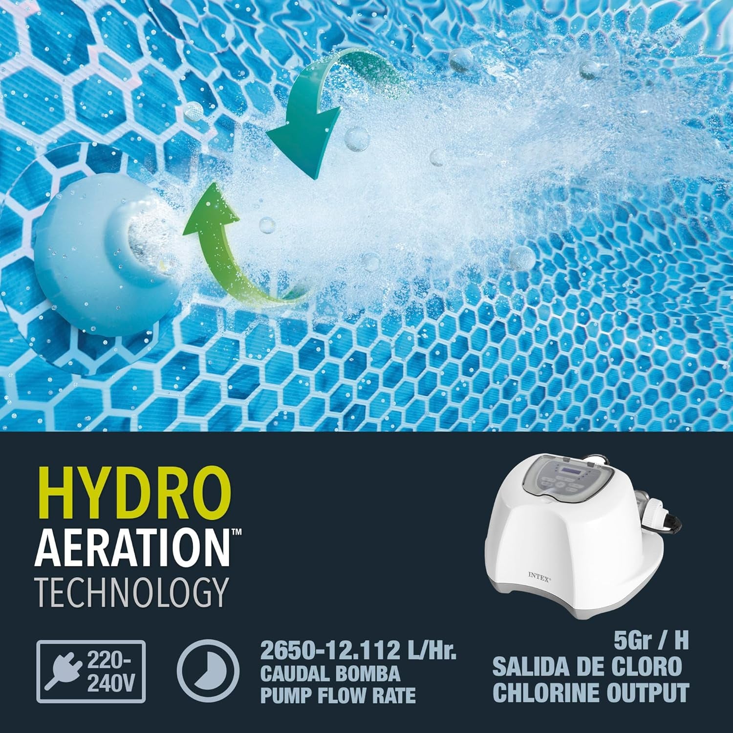 Intex 26668 - Krystal Clear Salt Water Filter System for 2650-12112 L/h Filter Pump for Small Pools up to 26500 L Plastic White