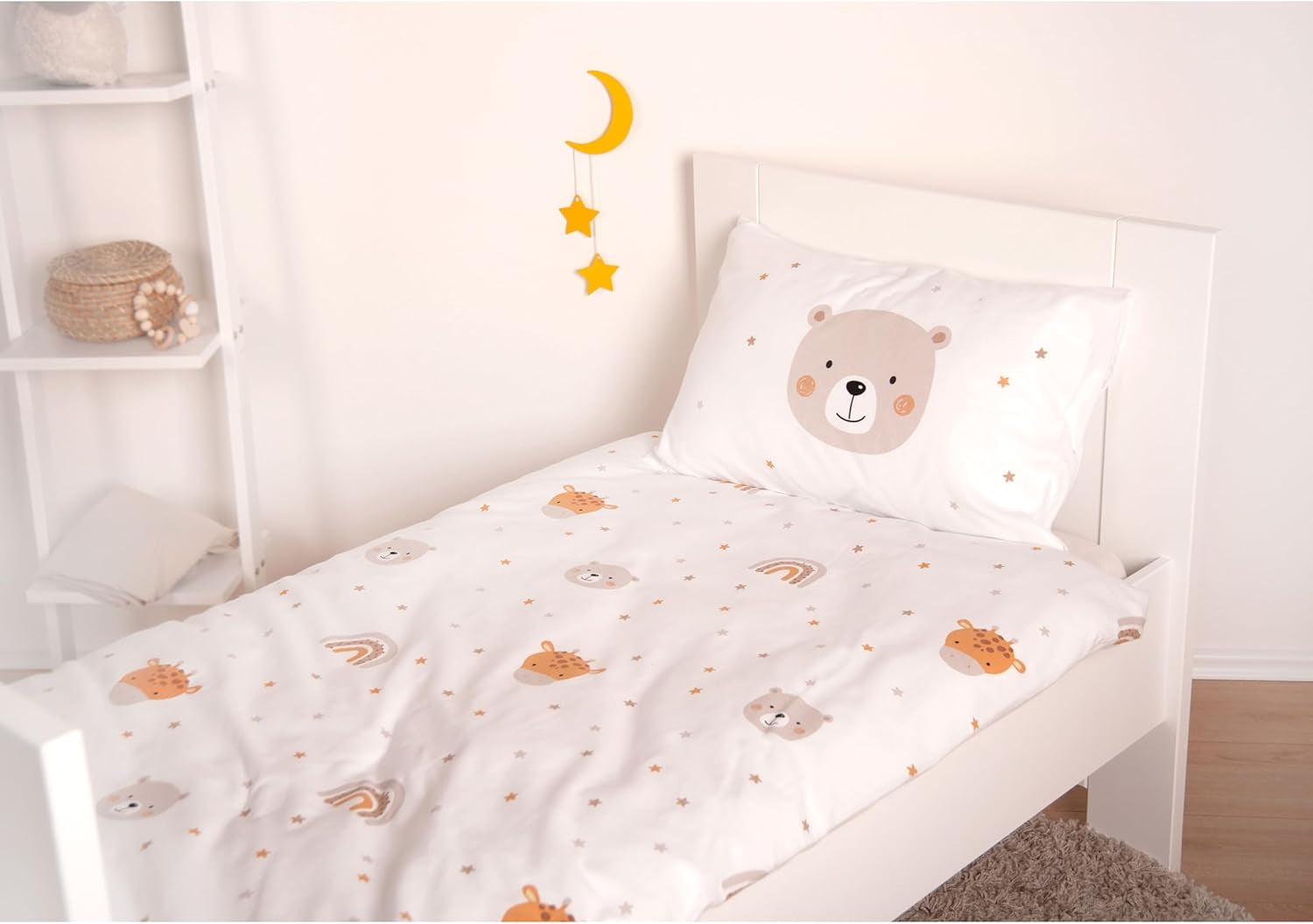 Herding Babybest Little Friends Winterbettwäsche, Kopfkissenbezug 40 X 60 Cm Mit Hoteleinschlag, Bettbezug 100 X 135 Cm, Mit Zwißwerfer, 100% Baumwolle/Flannel, Weiß, Twin Naty Shop