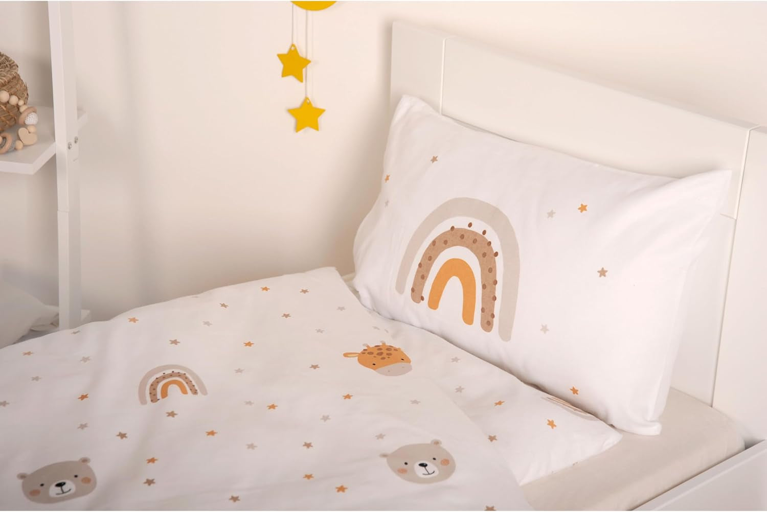 Herding Babybest Little Friends Winterbettwäsche, Kopfkissenbezug 40 X 60 Cm Mit Hoteleinschlag, Bettbezug 100 X 135 Cm, Mit Zwißwerfer, 100% Baumwolle/Flannel, Weiß, Twin Naty Shop