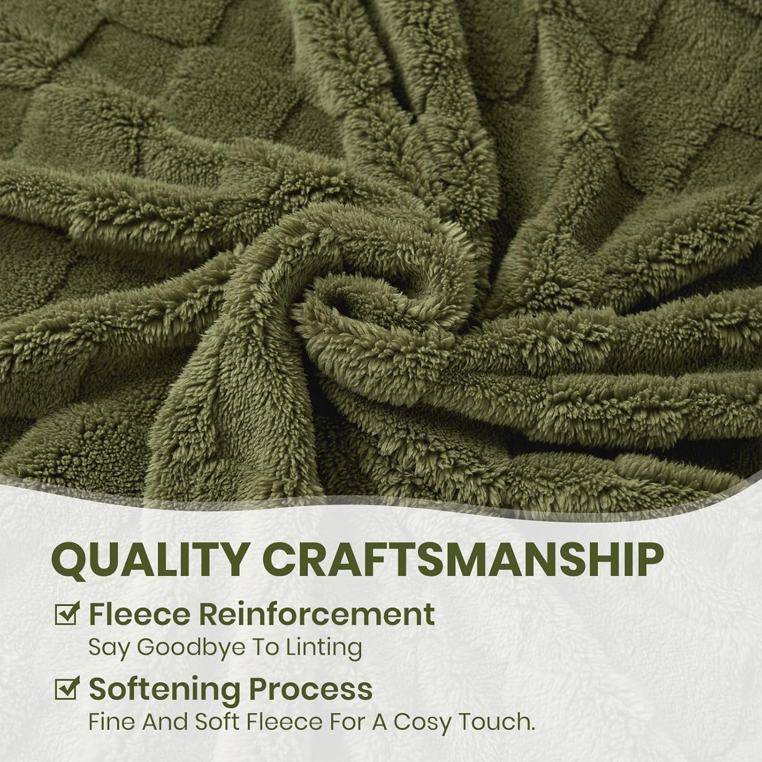 Good Nite Cosy pătură Fluffy Couch Throw pătură Fleece Bedspread Cosy Soft Checked Green pătură primăvară vară toamnă iarnă patru anotimpuri (150X200Cm Olive Green) Paturi si Cuverturi Good Nite