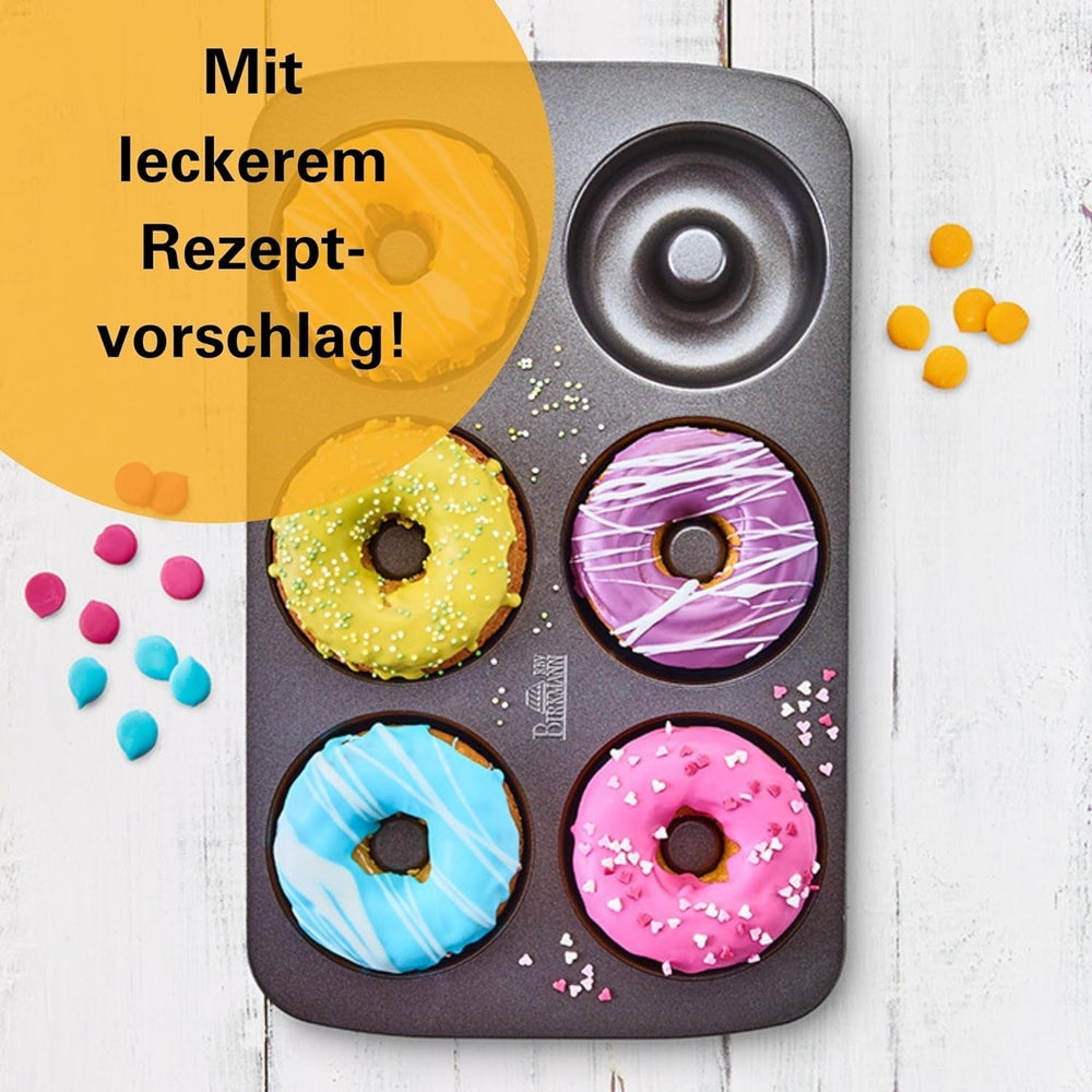 Birkmann, Easy Baking, Donutblech, Backform Für 6 Donuts, Mit Hochwertiger Antihaftbeschichtung, Ø 9 Cm, Mit Rezept, 881631 Molds and trays for baking Naty Shop