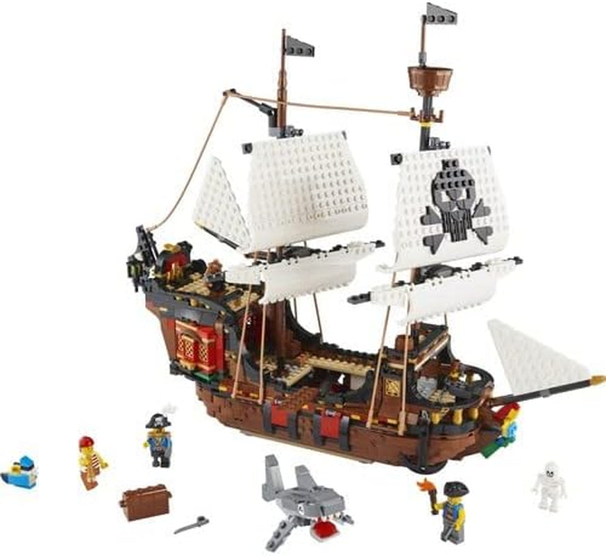LEGO Creator 3-in-1 Pirate Ship Set, Toy with 3 Build Options, Build a Pirate Tavern or Skull Pirate Island, Includes 3 Role-playing Adventure Minifigures 31109 Building Sets Besuche den LEGO-Store