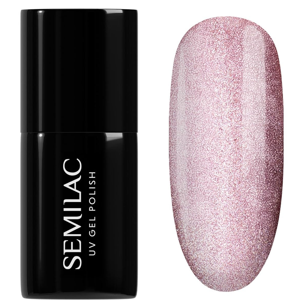 Semilac UV Nail Polish 664 Lilac Gloss 7 ml – Cat Eye Effect, Unique Reflections with Magnetic Tool – Gloss Gala Collection