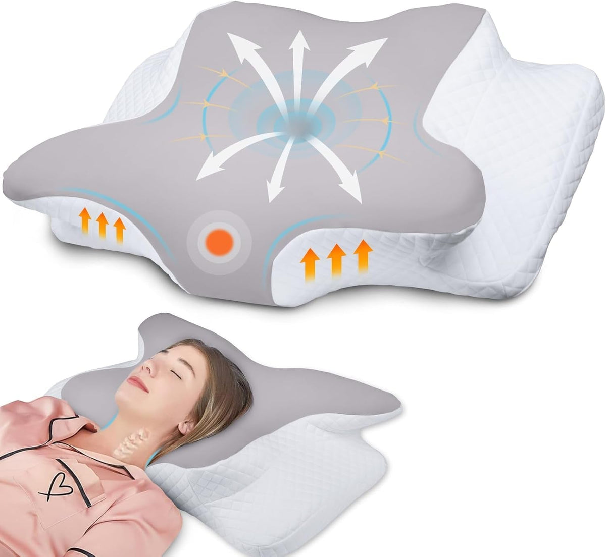 Hothands Pernă din spumă de memorie Pernă ortopedică ergonomică, pernă pentru ameliorarea durerilor laterale, dorsale și abdominale și îmbunătățirea calității somnului, 62X41X13/11Cm Perne ortopedice cervicale Naty Shop Titlu implicit