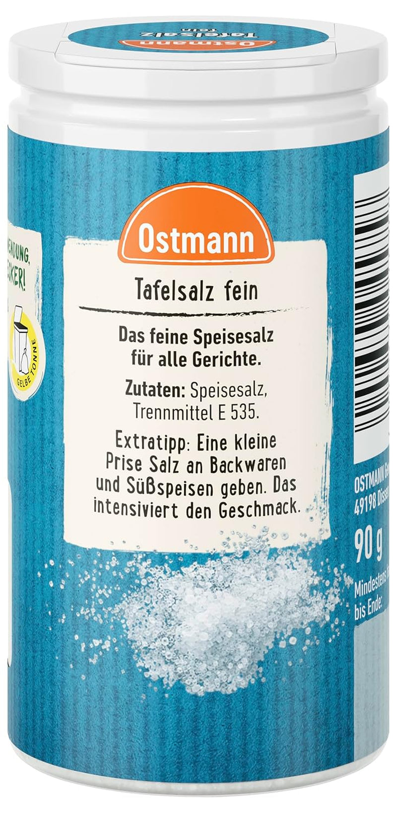 Ostmann Gewürze - Table salt | Feines Speisesalz zum Nachsalzen | Mit praktischem Streuaufsatz | Natural Ingredients | 90 g in Der Streudose
