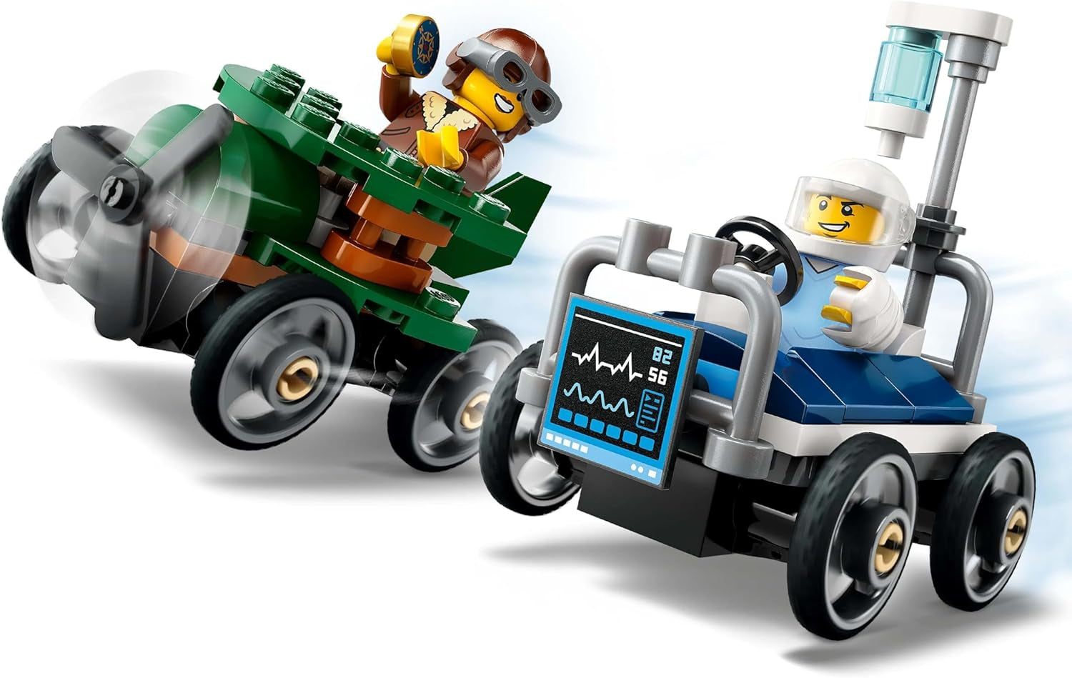 LEGO City Airplane Vs. Hospital Bed Race Car Set - Soapbox toy for boys and girls from 5 years - Building set with 2 minifigures - Birthday and holiday gift 60459 Building sets Besuche den LEGO-Store