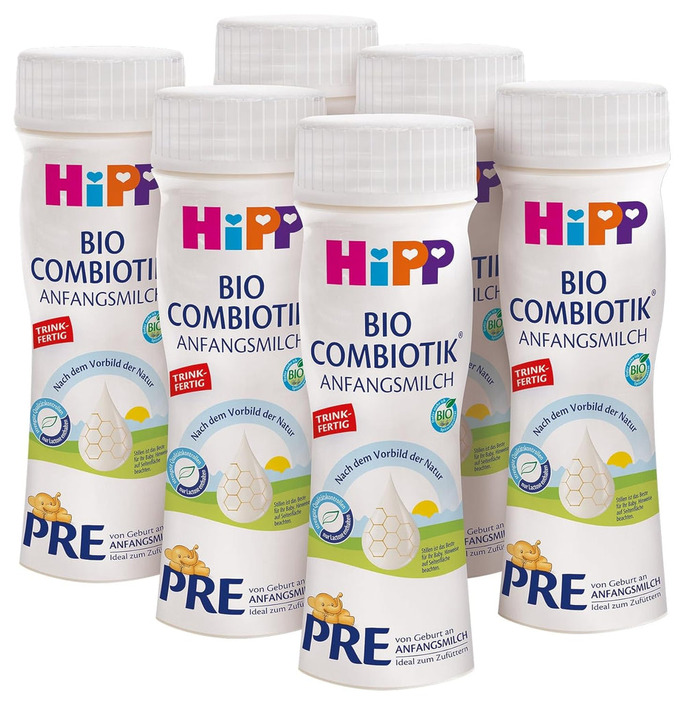 HiPP PRE Organic Combiotic Formula Ready to Drink (6 x 200ml) Infant Milk from Birth Only Contains Lactose as Carbohydrate Best Organic