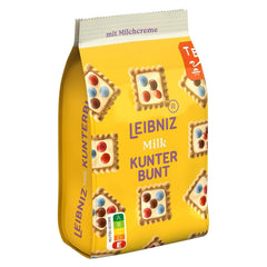 LEIBNIZ Kunterbunt Milk, pachet de 12, Biscuiți crocanți cu cremă de lapte și bucăți de ciocolată (12 x 125 g)