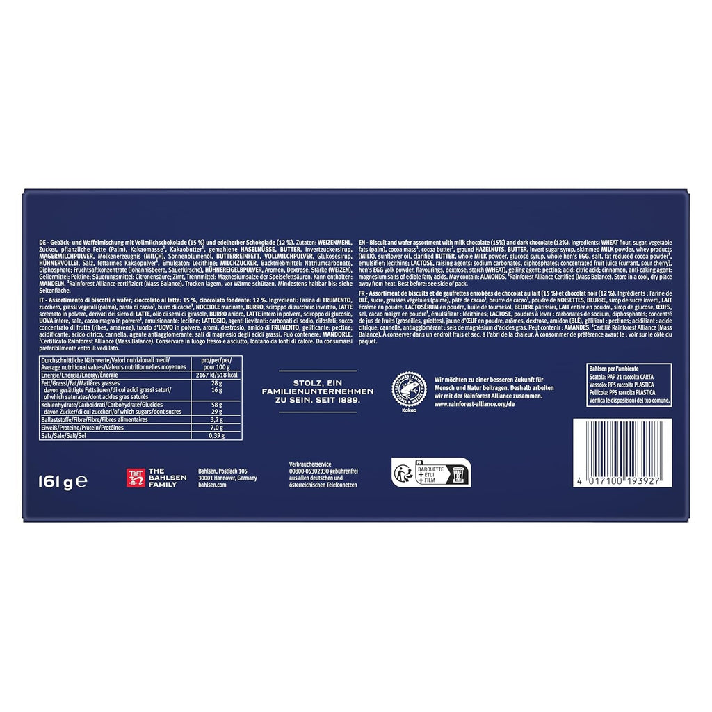 Bahlsen Favourite Collection S, pachet de 6, mix crocant pentru biscuiți și napolitane cu lapte și ciocolată neagră (6 x 161 g / 966 g)