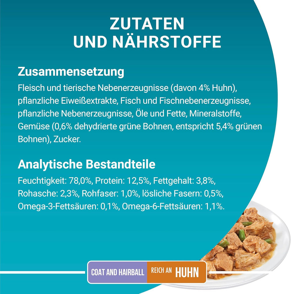 Hrană umedă pentru pisici PURINA ONE Coat and Hairball în sos, cu pui, pachet de 26 (26 x 85g)