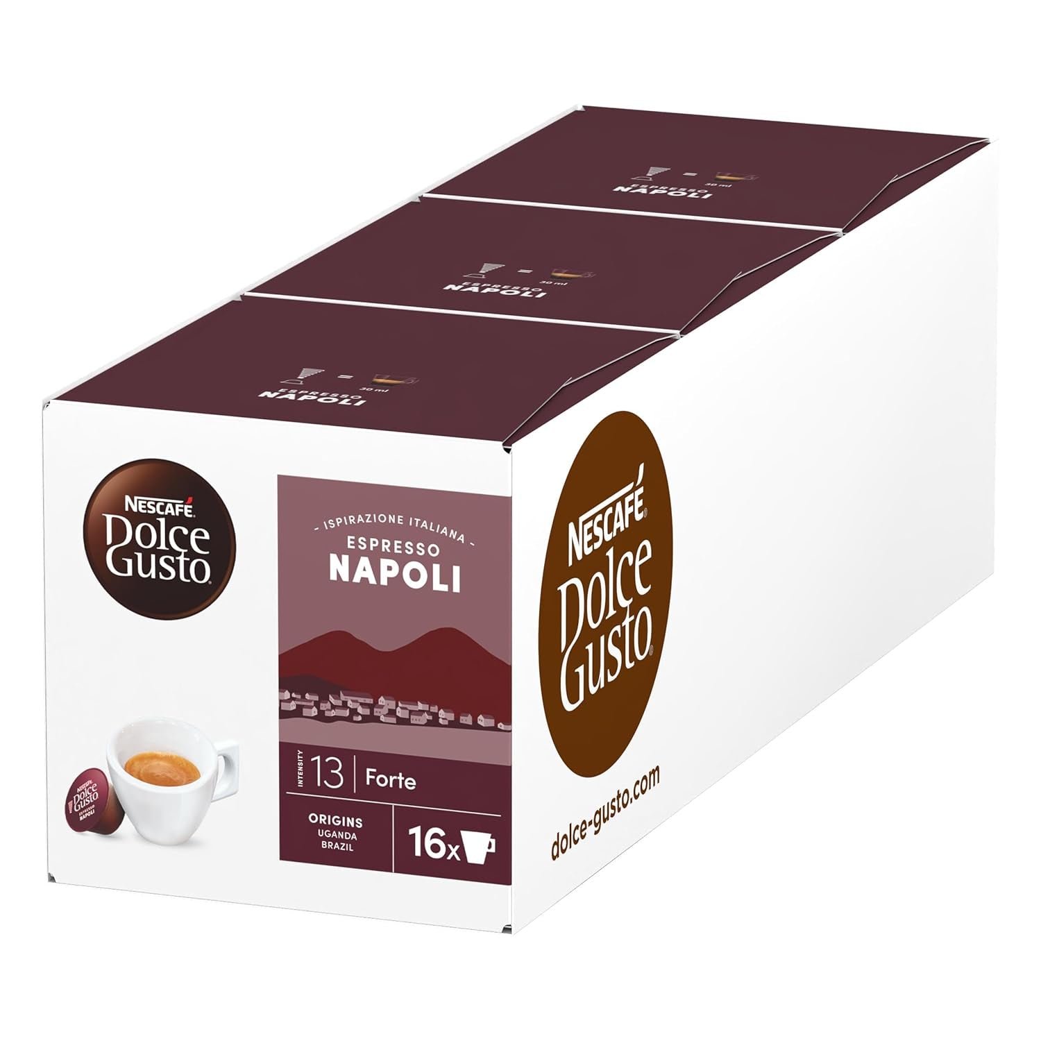 NESCAFÉ DOLCE GUSTO Inspirazione Italiana Espresso Napoli Kaffeekapseln 3er Pack (3 x 16 Kapseln)