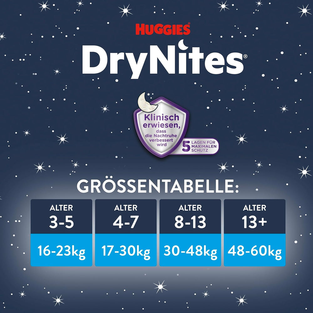 Huggies DryNites Nighttime Bedwetting Diapers for Girls 13-Approx 17 Years (48-60kg) 27 Count (3x9) Monthly Pack Panty Diapers