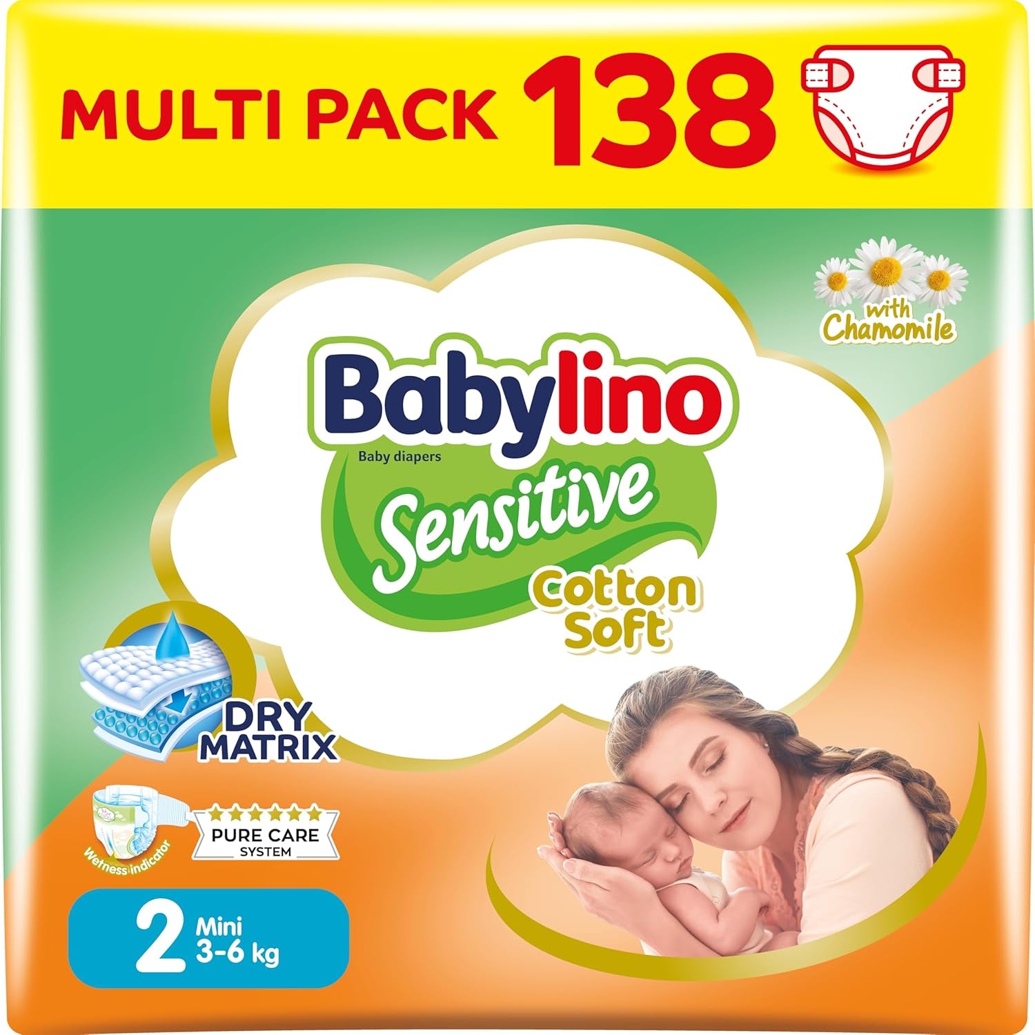 Diapers for sensitive babies, size 7, extra large plus (+15 kg), 14 pieces