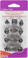 Forme de biscuiți Premo Sculpey Mini din metal; 12 bucăți, argintii, pachet individual