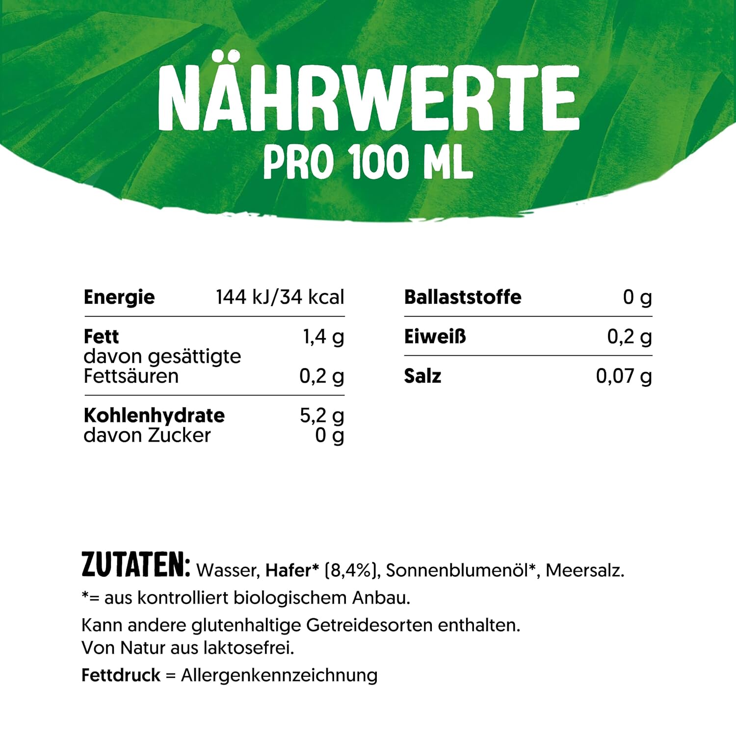 Alpro Bio Haferdrink Without Sugar - Vegetable drink with oats