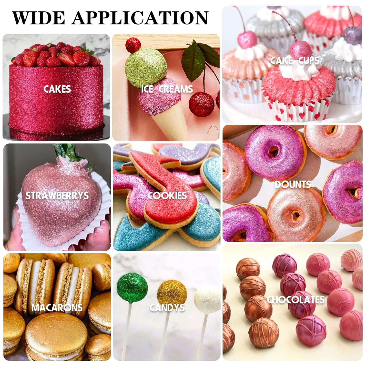 Edible glitter, powder, various colors, 30 grams Naty Shop