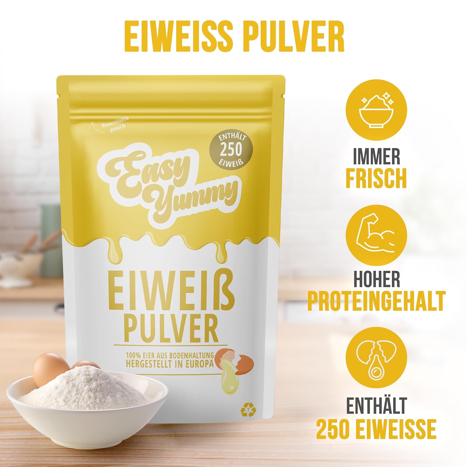 Easy Yummy 100% Egg White Powder For Cooking And Baking